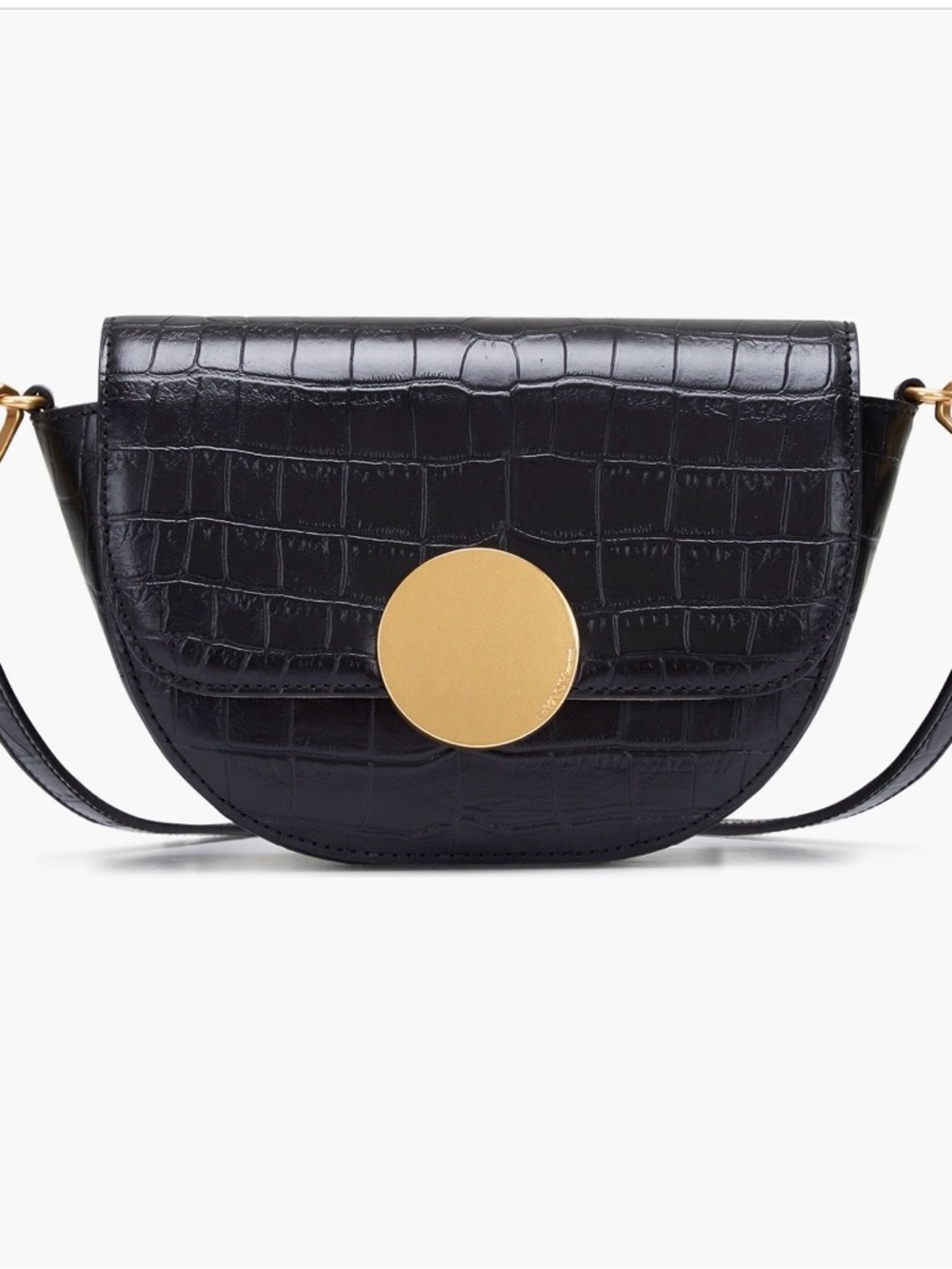 orYANY Black Croc-Embossed Crossbody with Gold Disc